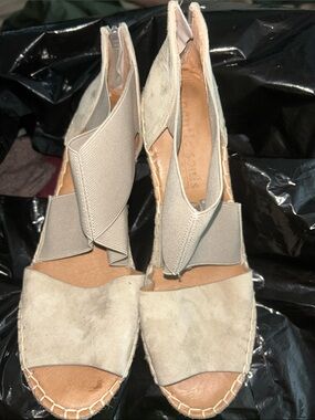 gentle souls Light Beige Suede Espadrille Sandals